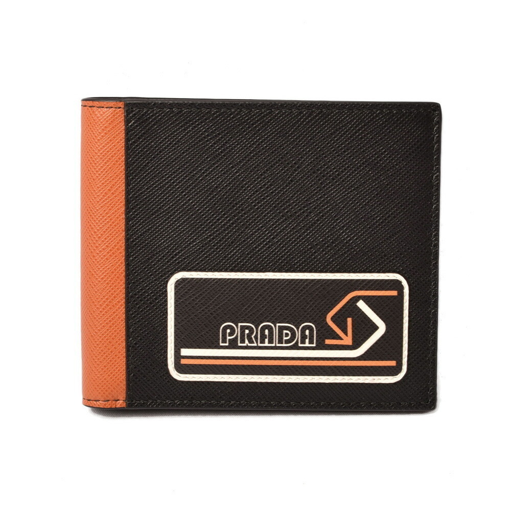 Prada Patchwork Wallet Folding Billfsaffiano Oran… - image 2